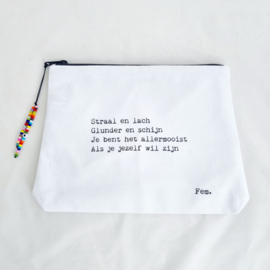 Canvas tas met gedicht 'Straal en lach'