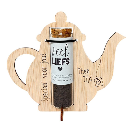 Thee 'Veel liefs - speciaal voor jou' (houten theepot)