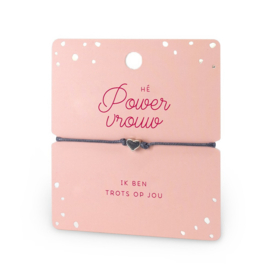Armband met hartje 'Powervrouw'