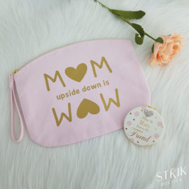 Tasje 'MOM upside down is WOW' (verschillende kleuren)