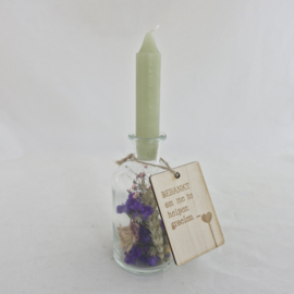 Kandelaar met droogbloemen 'Bedankt om me te helpen groeien'