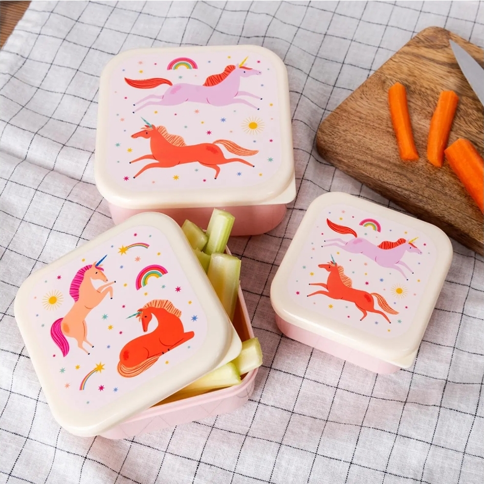 Snackboxen / snackdoosjes set 'Eenhoorn / unicorn'