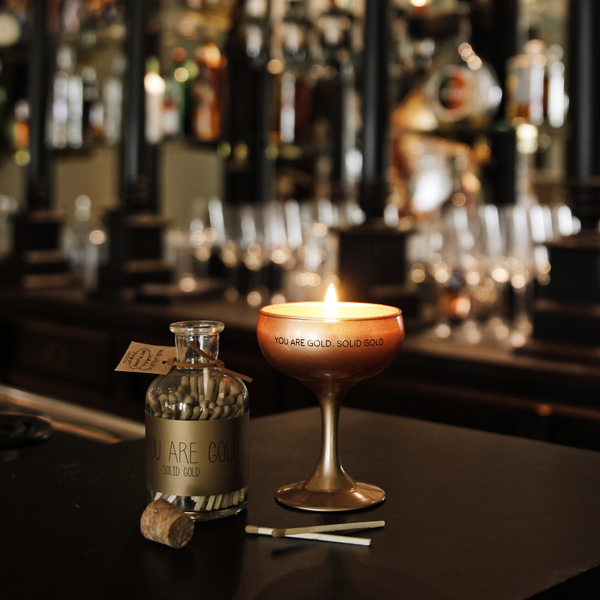 Geurkaars in wijnglas 'You are gold, solid gold' (My Flame)