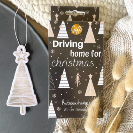 Autogeurhanger 'Driving home for Christmas' (zwart/goud)