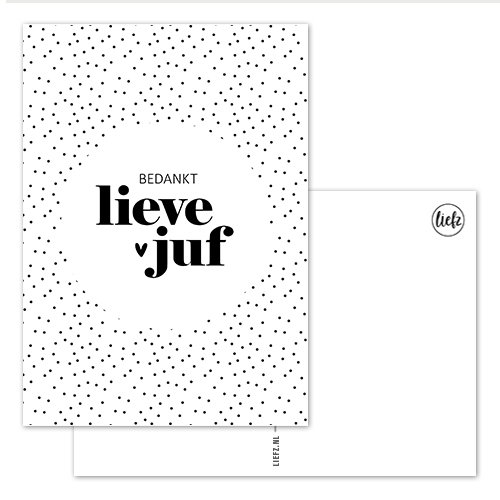 Kaartje 'Bedankt lieve juf'