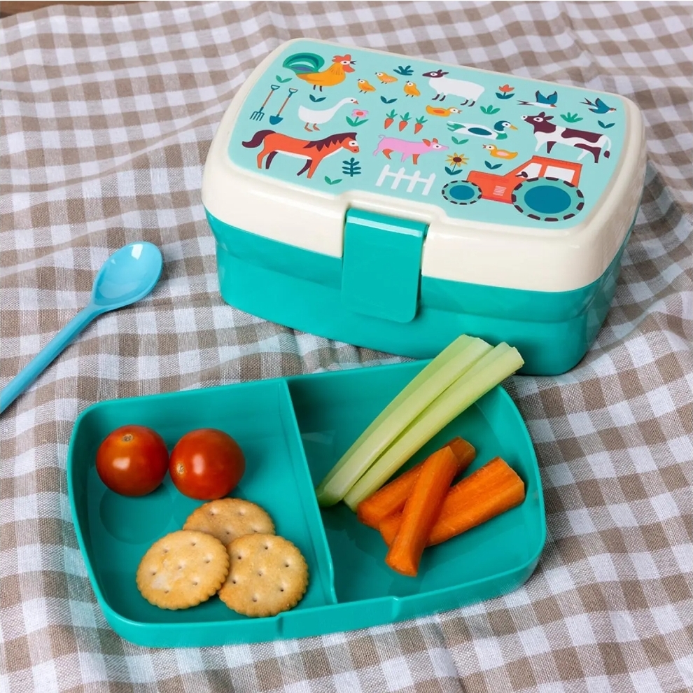 Brooddoos / lunchbox met vakjes 'Boerderij'