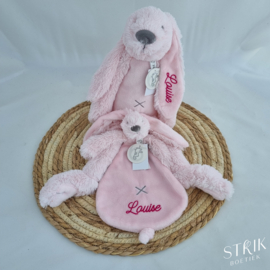 knuffeldoekje/doudou konijn Richie Rabbit roze (met of zonder naam)