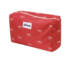 Toilettas rood met strikjes