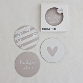 Onderzetters 'C'est la vie!' (taupe)