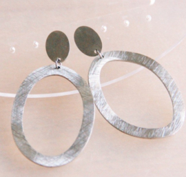 Oorbellen ovalen ring zilver - Bazou