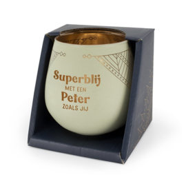 Sfeerlicht-/theelichthouder 'Superblij met een peter zoals jij'