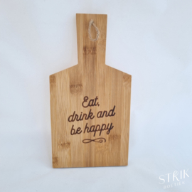 Broodplankje bamboe 'Eat, drink and be happy'