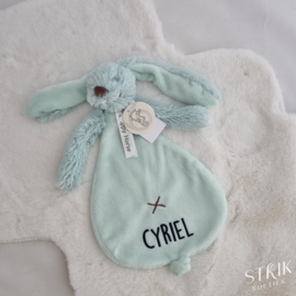 knuffeldoekje/doudou konijn Richie Rabbit mint (met of zonder naam)