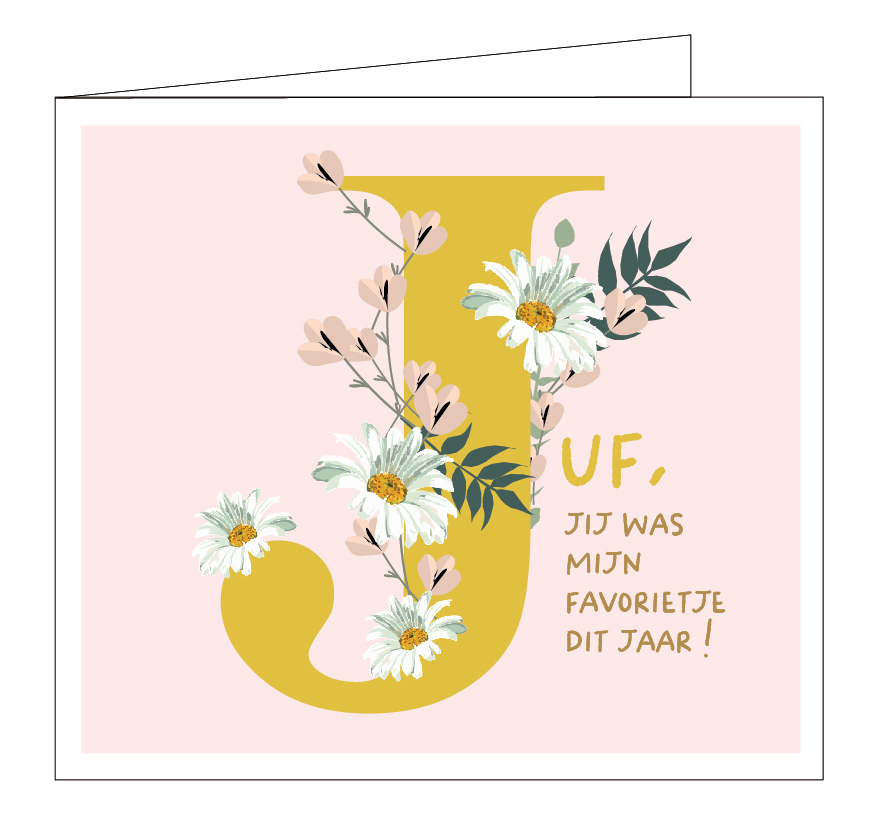 Dubbele kaart 'Juf, jij was mijn favorietje dit jaar!' (envelop inbegrepen) (Mailbox)