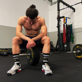 Sportsokken 'NEVER GIVE UP' (wit)