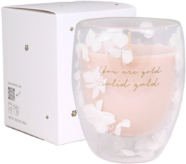 Geurkaars en theeglas 'You are gold. Solid gold' (My Flame)