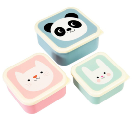 Snackboxen / snackdoosjes set 'panda & friends'