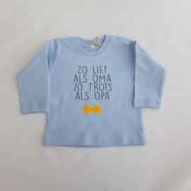 Baby t-shirt blauw met naam/tekst naar keuze