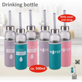 Glazen drinkfles met neopreen cover