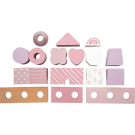 Stapelblokken huisje pastelroze