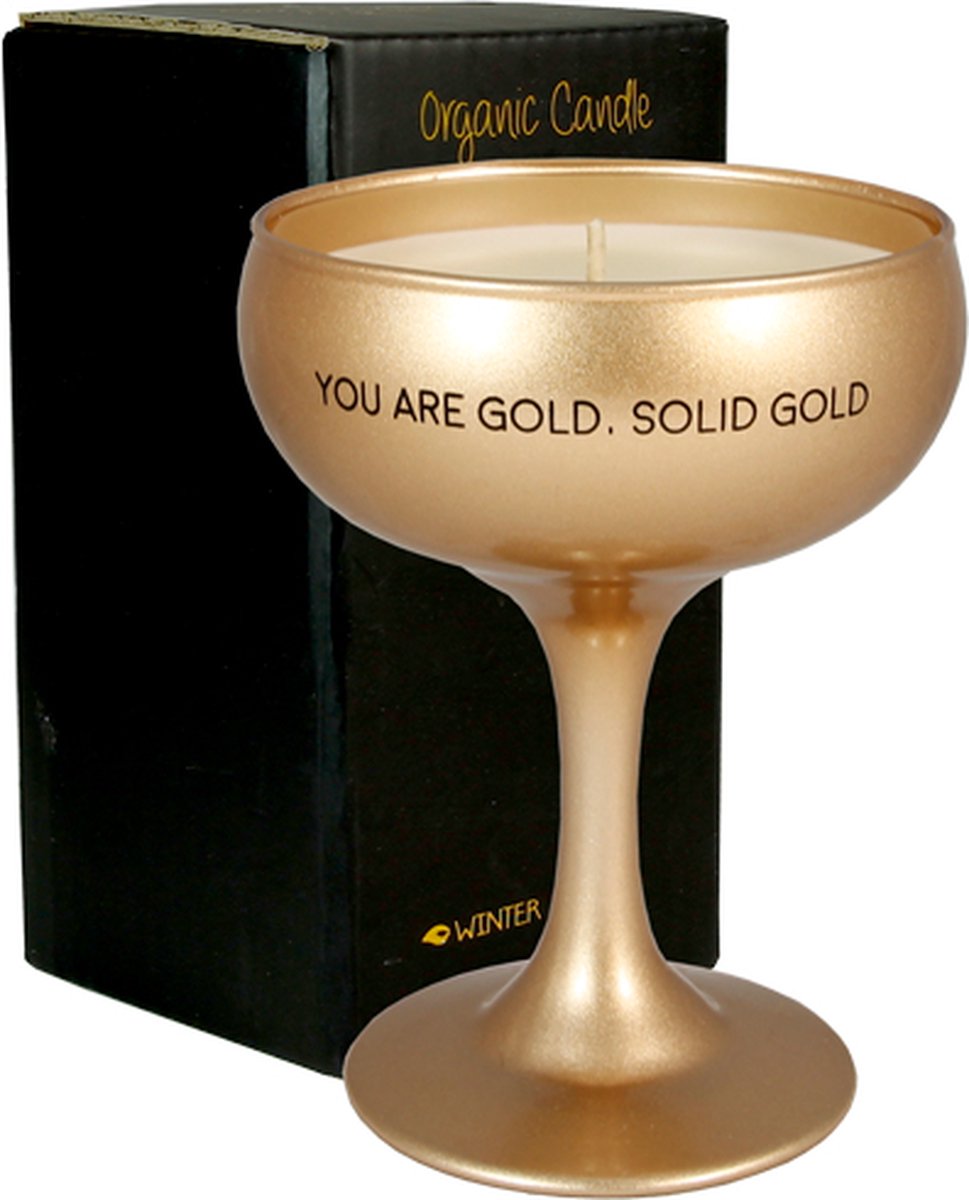 Geurkaars in wijnglas 'You are gold, solid gold' (My Flame)