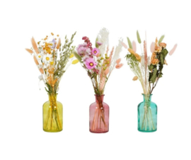 Droogbloemen in vaasje geel (Bedankt om te helpen groeien, liefste meter, jij bent goud waard, ...)