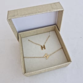 Cadeauset initiaal H goud (armband + halsketting)