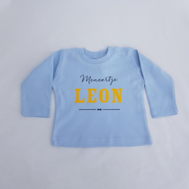 Baby t-shirt blauw met naam/tekst naar keuze