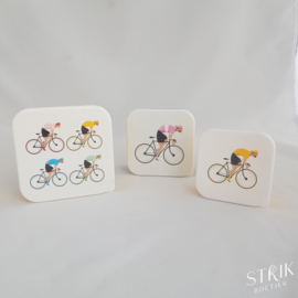 Snackboxen XL / snackdoosjes set 'Wielrenners/fiets'