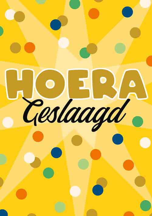 Dubbele kaart 'Hoera geslaagd'  (envelop inbegrepen) (Artige)
