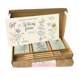 Cadeaudoosje DIY zaden 'Jij liet mij groeien' juf of meester (Veer & Moon)