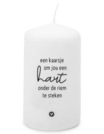 Kaars met quote 'Hart onder de riem'