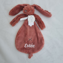 knuffeldoekje/doudou konijn Richie Rabbit roest (met of zonder naam)