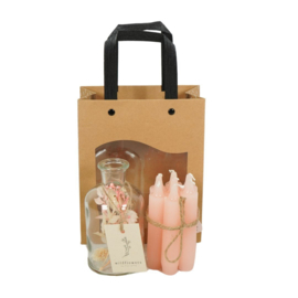 Cadeaupakket 'Brightness' vaasje met droogbloemen