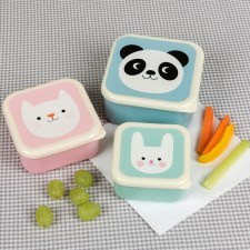 Snackboxen / snackdoosjes set 'panda & friends'