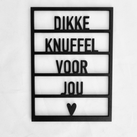 Houten quote/kaart/decoratie 'Dikke knuffel voor jou ♥'