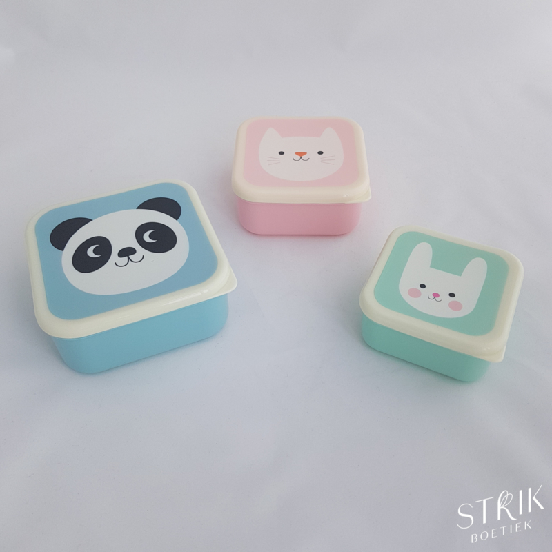 Snackboxen / snackdoosjes set 'panda & friends'