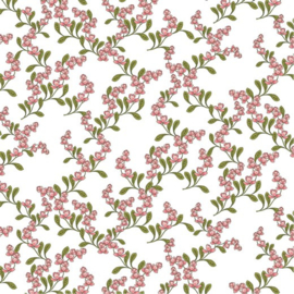 Katoen Poplin Flower | Wit met Roze