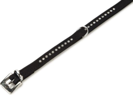 Leren halsband "buffalo strass" 17 x 40cm, zwart