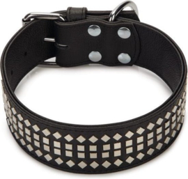 Leren halsband "vintage" 5 x 50cm, zwart