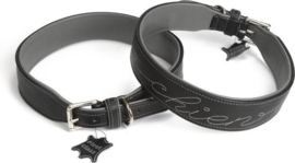 Leren halsband "chien" 4,5 x 80cm, zwart