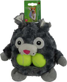 Buidelbek bunny met 2 tennisballen, 23cm