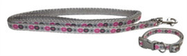 Little rascals puppy collar & lead set roze