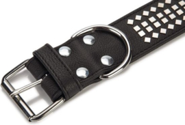 Leren halsband "vintage" 5 x 50cm, zwart