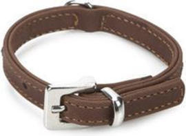 Leren halsband "buffalo strass" 17 x 40cm, bruin