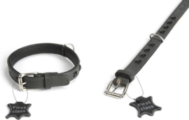 Leren halsband stud grey 47cm
