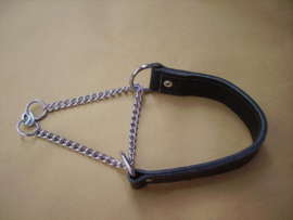 Leather collar with chain 4cm