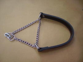 Leather collar with chain 3cm