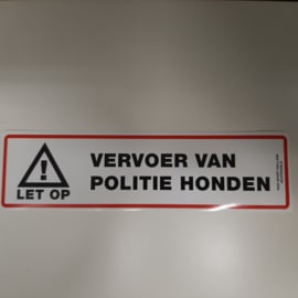 Sticker "vervoer van politiehonden"