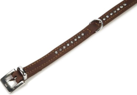 Leren halsband "buffalo strass" 1 x 27cm, bruin